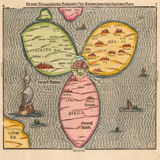 Clover map of the world (1581)
