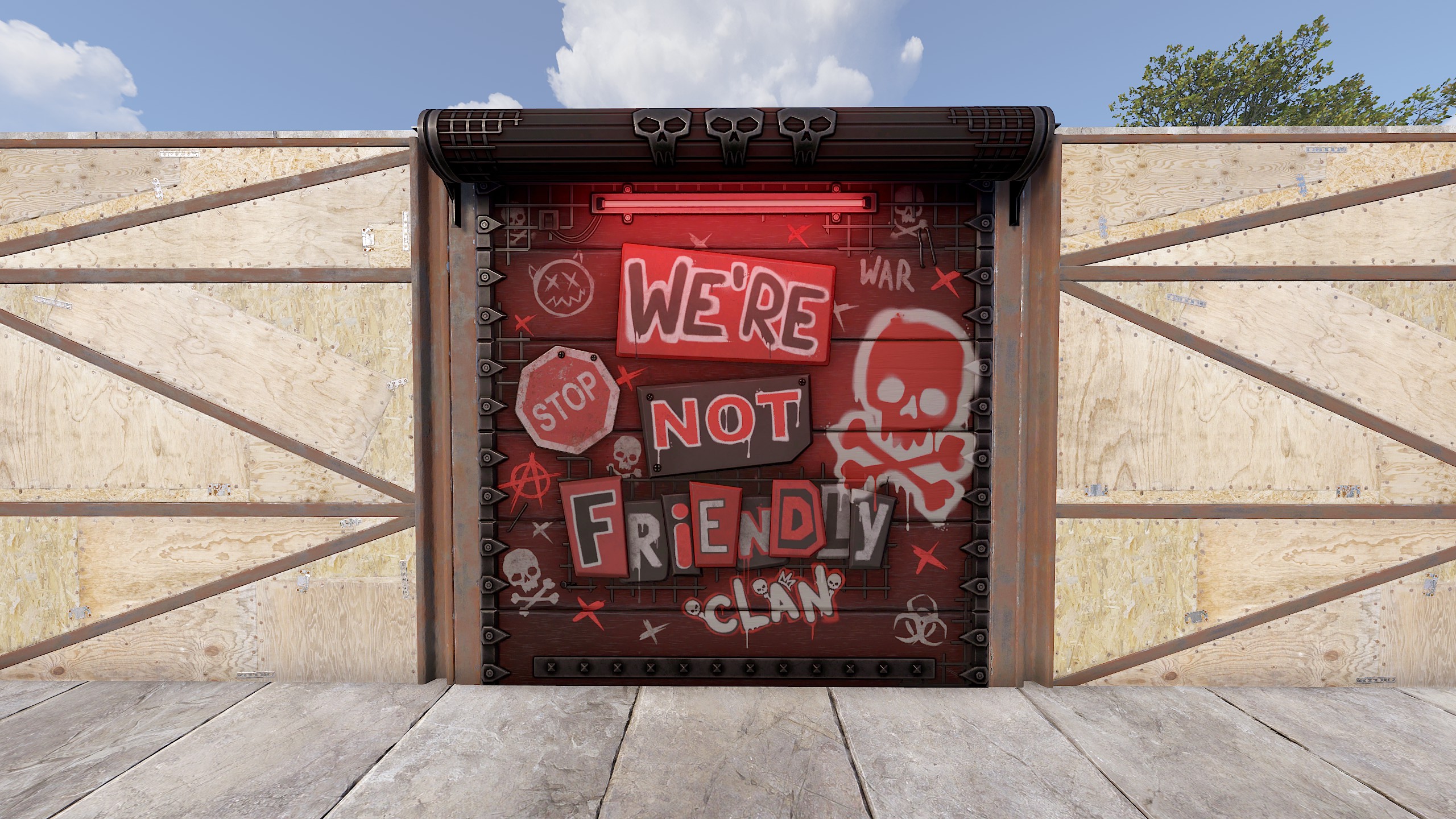NOT Friendly Clan Garage Door