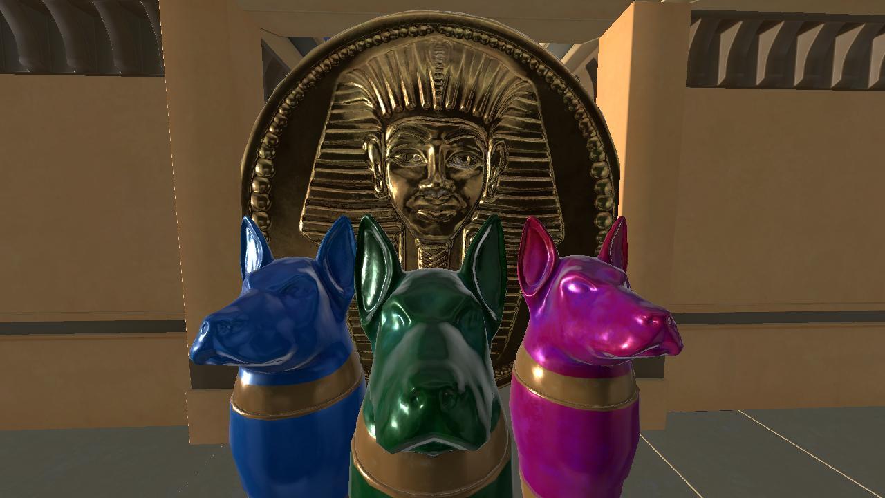 egypt Blue Jar Stomach Dog Head X3