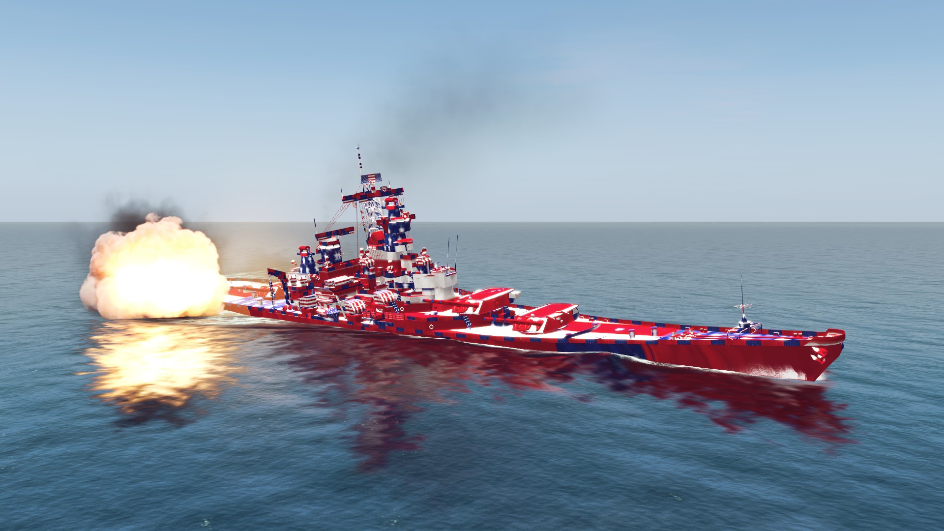 Iowa-Class Battleship with the USA flag as texture