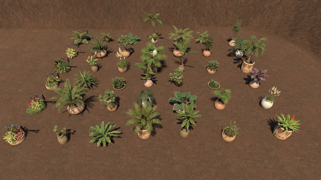 Potted plants + suspended
