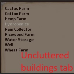Uncluttered buildings tab