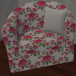 Traditional Armchair Pink Aster Print