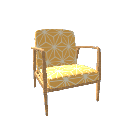 Armchair Elm and Asanoha Fabric Yellow