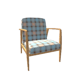 Armchair Elm and Baby Blue Tartan Pattern Fabric