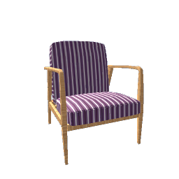 Armchair Elm and Amaranth Striped Fabric