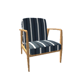 Armchair Elm and Gray Striped Fabric