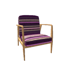 Armchair Elm and Purple Stripe Fabric