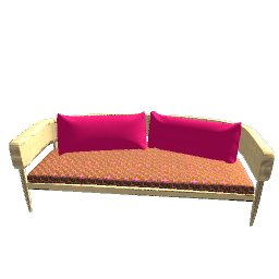 Modern Rattan Sofa with Pop Pink Pattern