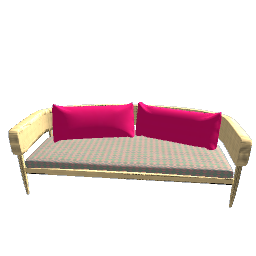 Modern Rattan Sofa with  Pink Diamond Pattern