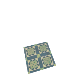 1x1 Blue and Green Decorated Ceramic Tile