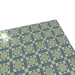 3x3 Blue and Green Decorated Ceramic Tile