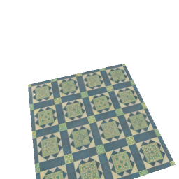 2x2 Blue and Green Decorated Ceramic Tile