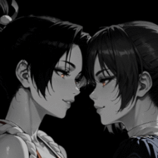 2 girls dark background / colored 4K