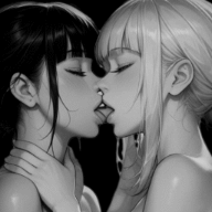 2 girls dark background / colored 4K (2 versions)