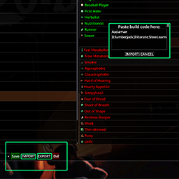 Import Export Character Build Traits