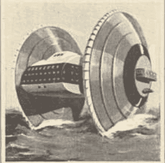 Turbo Wheel Liner Airship plane to travel across seas prototype + interior