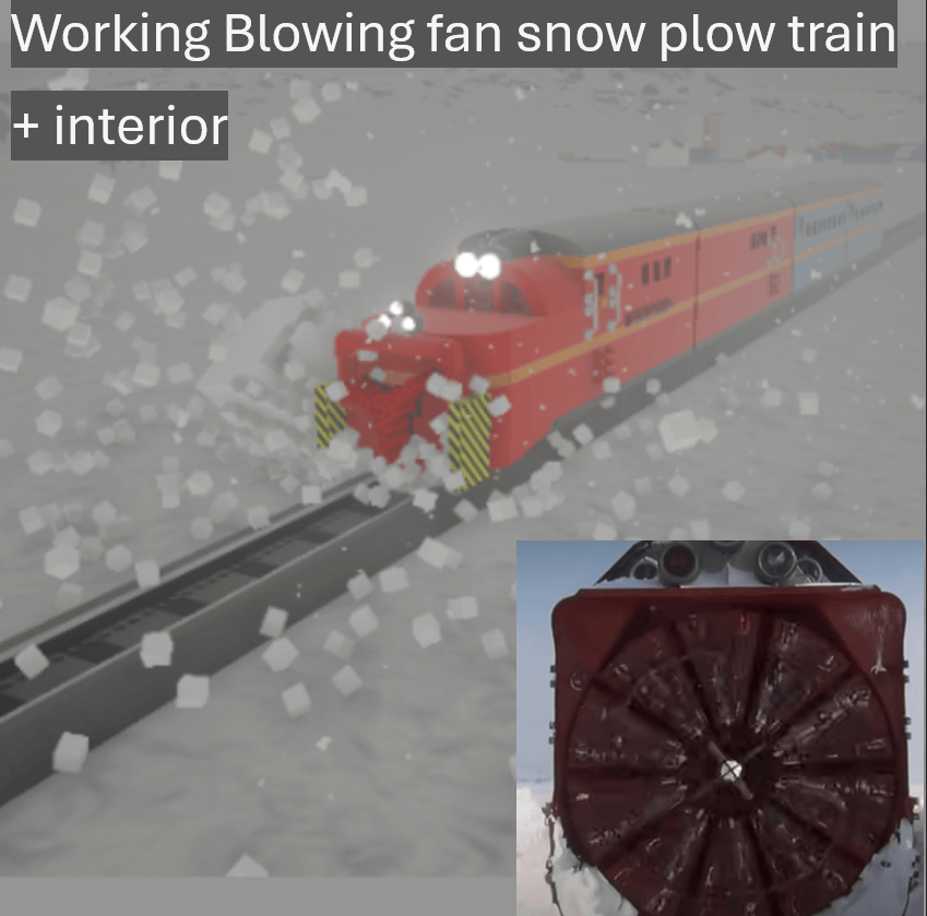 Blowing fan snow plow train + interior