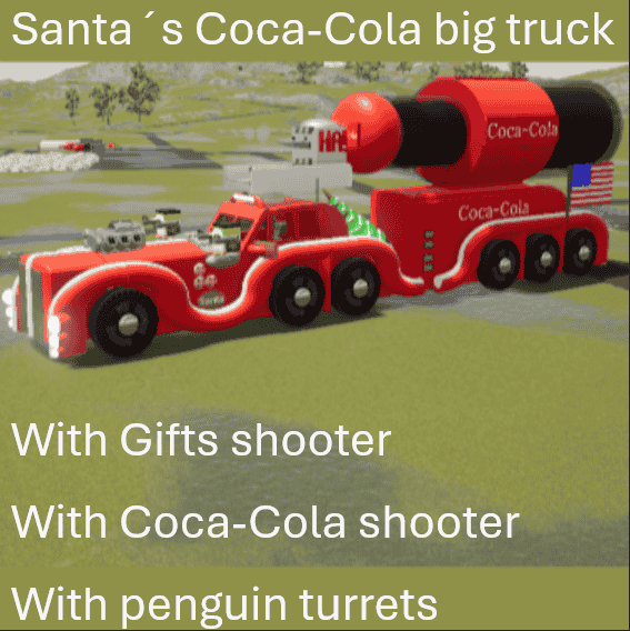 Santa´s Coca-Cola big truck with gifts & Coca-Cola shooter