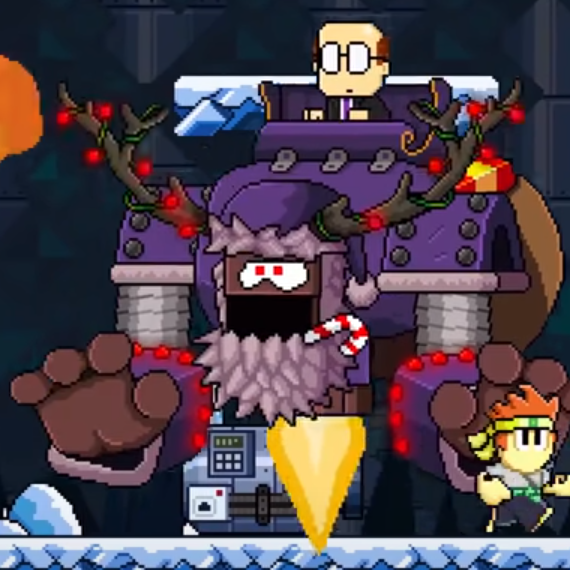 Santa´s flying mech puncher with gifts dropper
