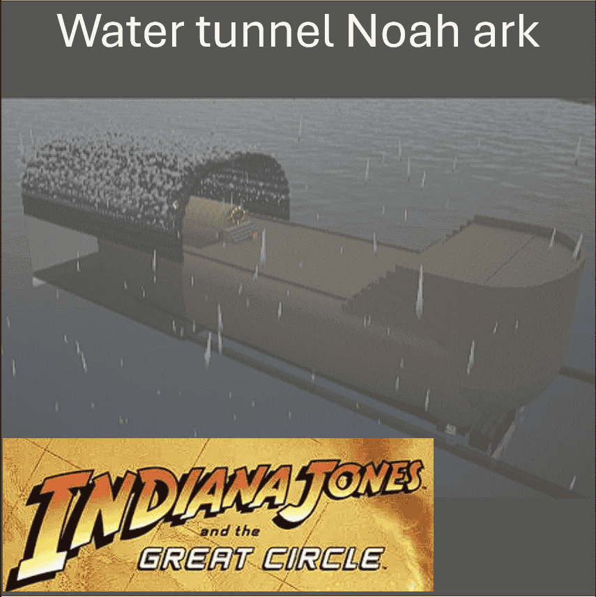 Water tunnel Noah´s ark with animals Indiana Jones Great Circle Finale