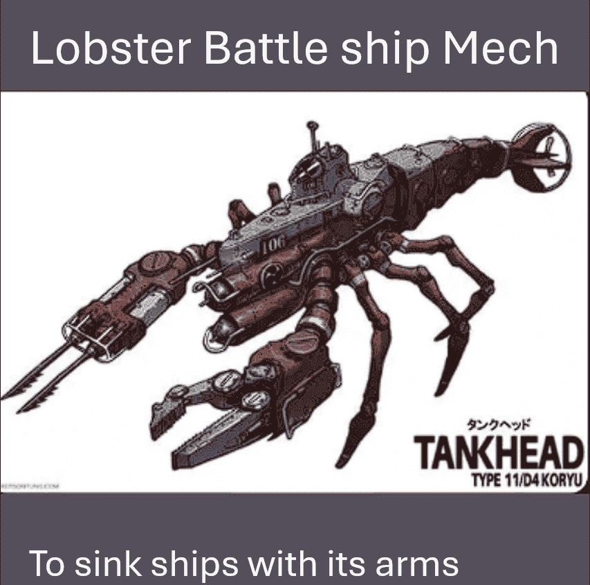 Lobster battle ship mech destroyer
