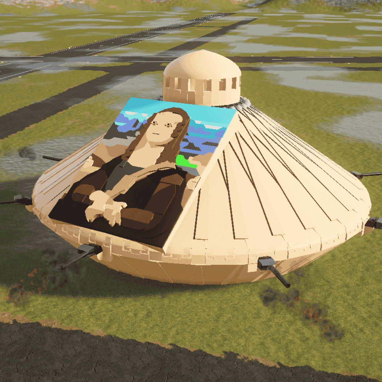 Leonardo Da Vinci first tank with Mona Lisa art painting