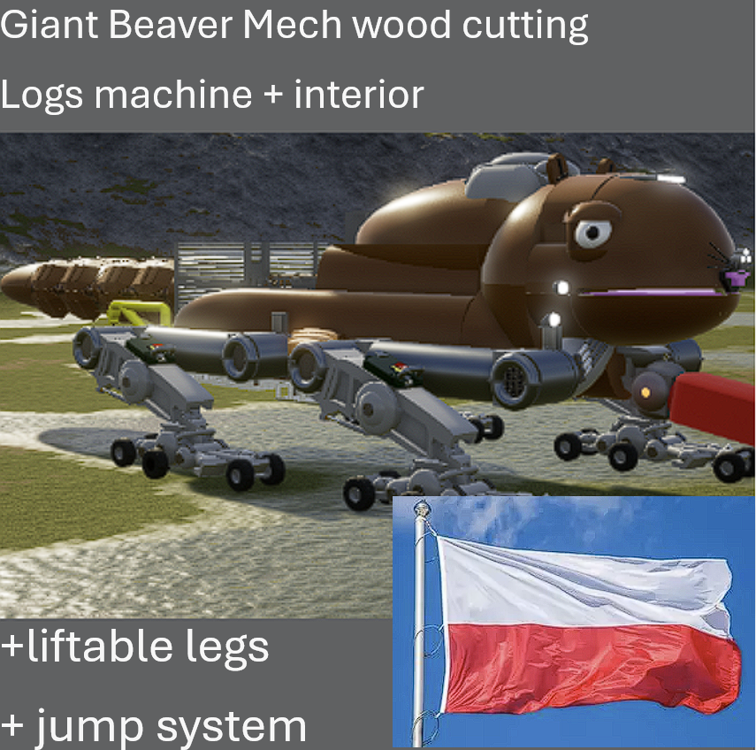 Polish Beaver wood cutter logs machine mech + interior