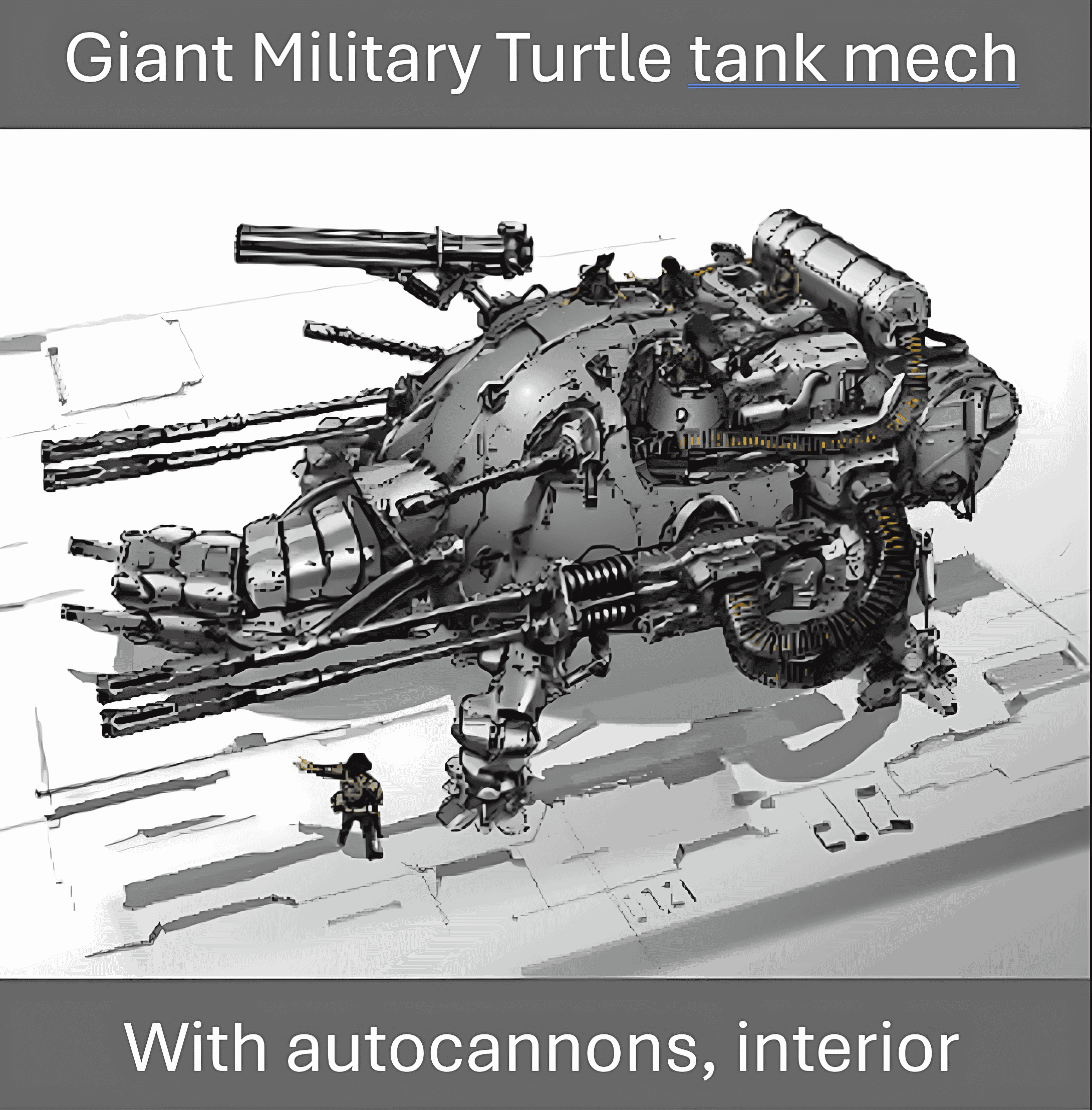 Giant military turtle mech