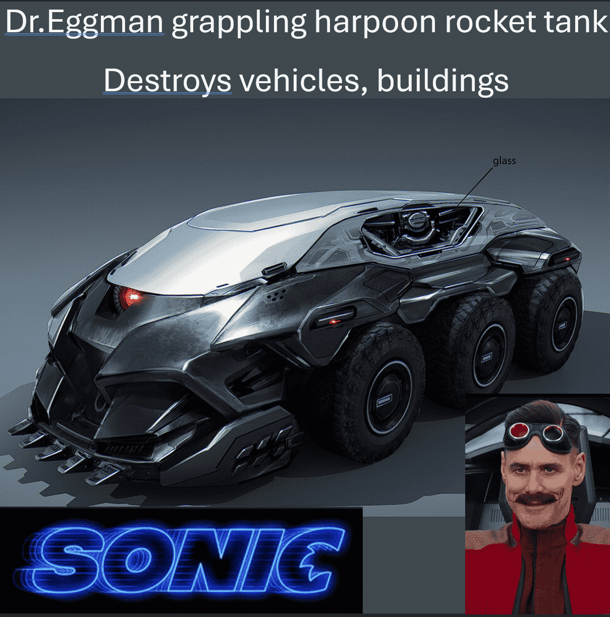 Eggman Harpoon gun tank - grappling special weapon