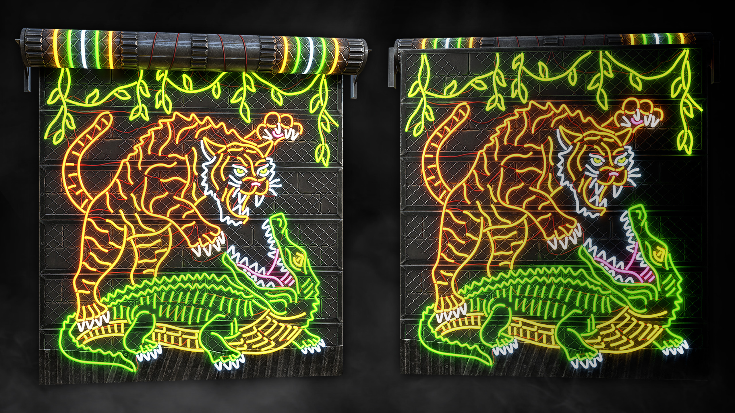 Neon Jungle Rule Garage Door