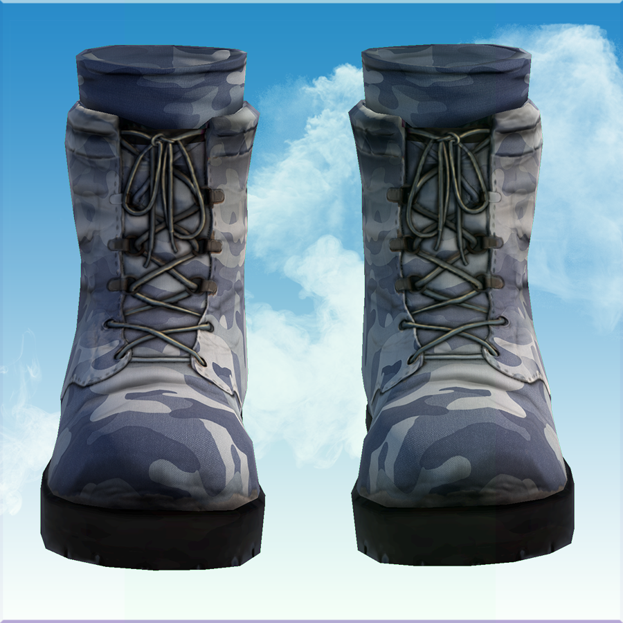 military camo boots blue desing clear
