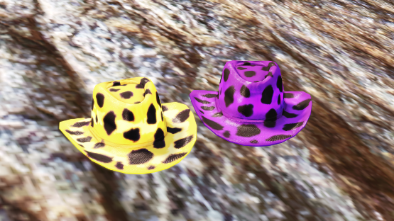 Purple and Yellow spotted cowboy hats (Store or free drop)