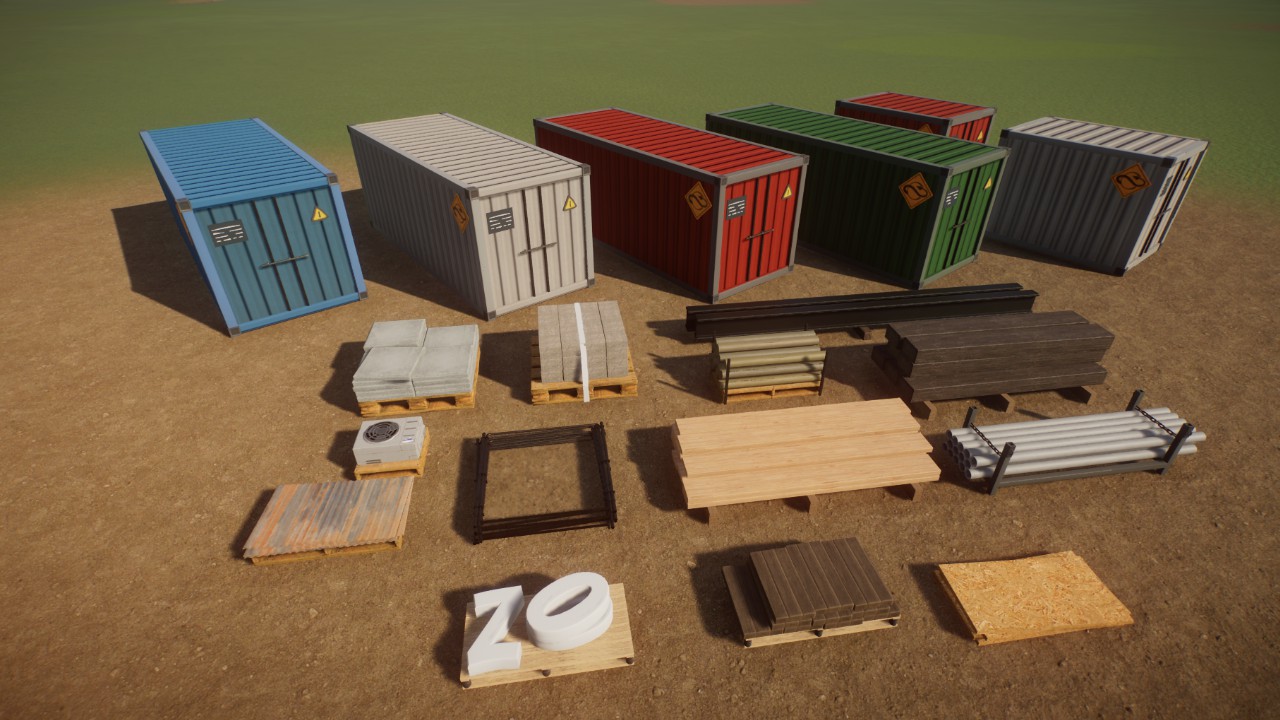 Shipping containers and construction materials