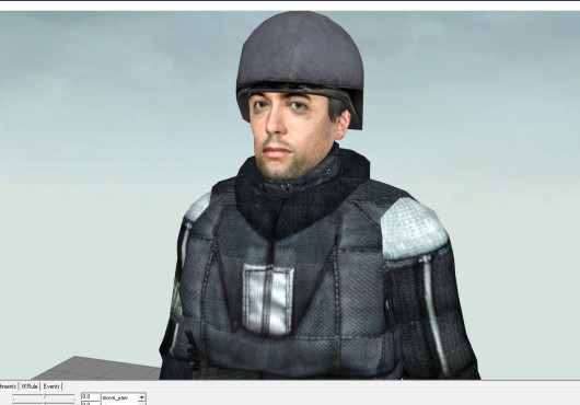 Barney Calhoun with security helmet