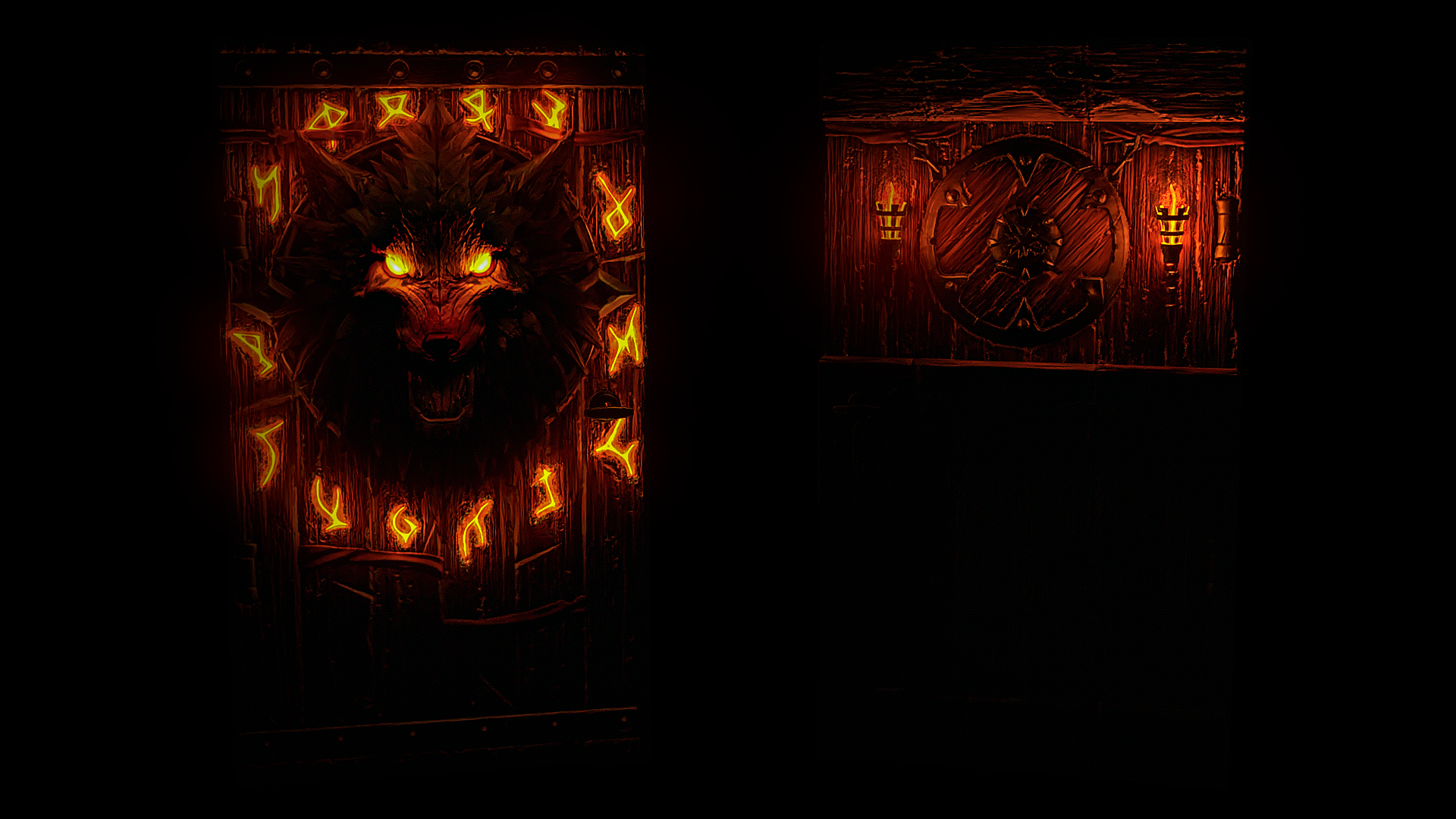 Wolf Warrior Wooden Door
