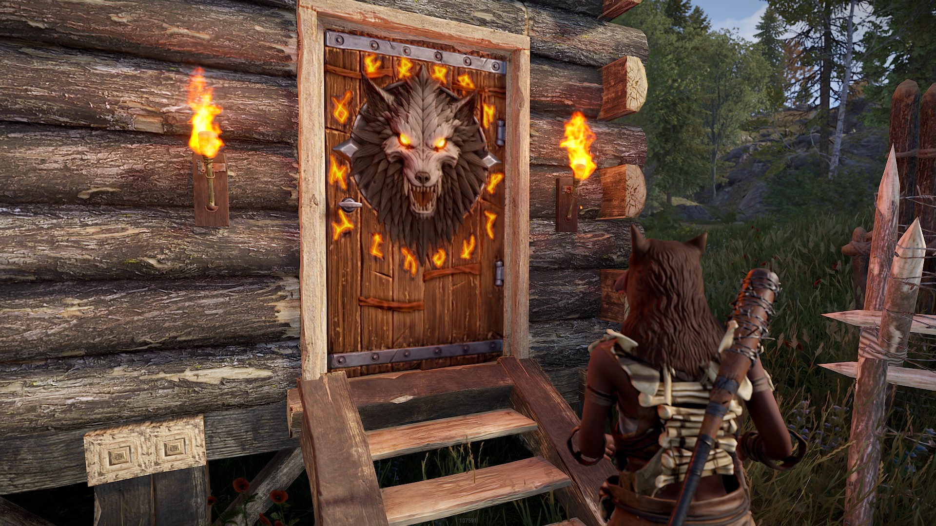 Wolf Warrior Wooden Door