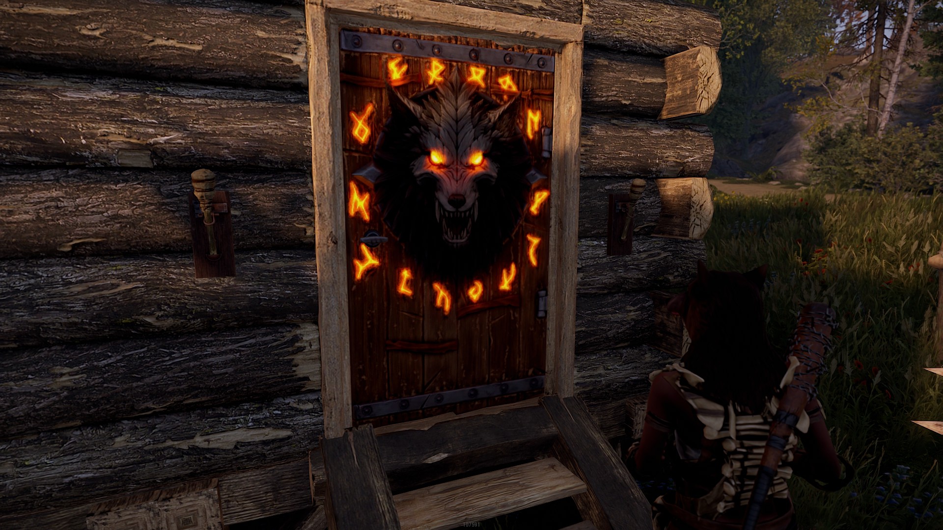 Wolf Warrior Wooden Door