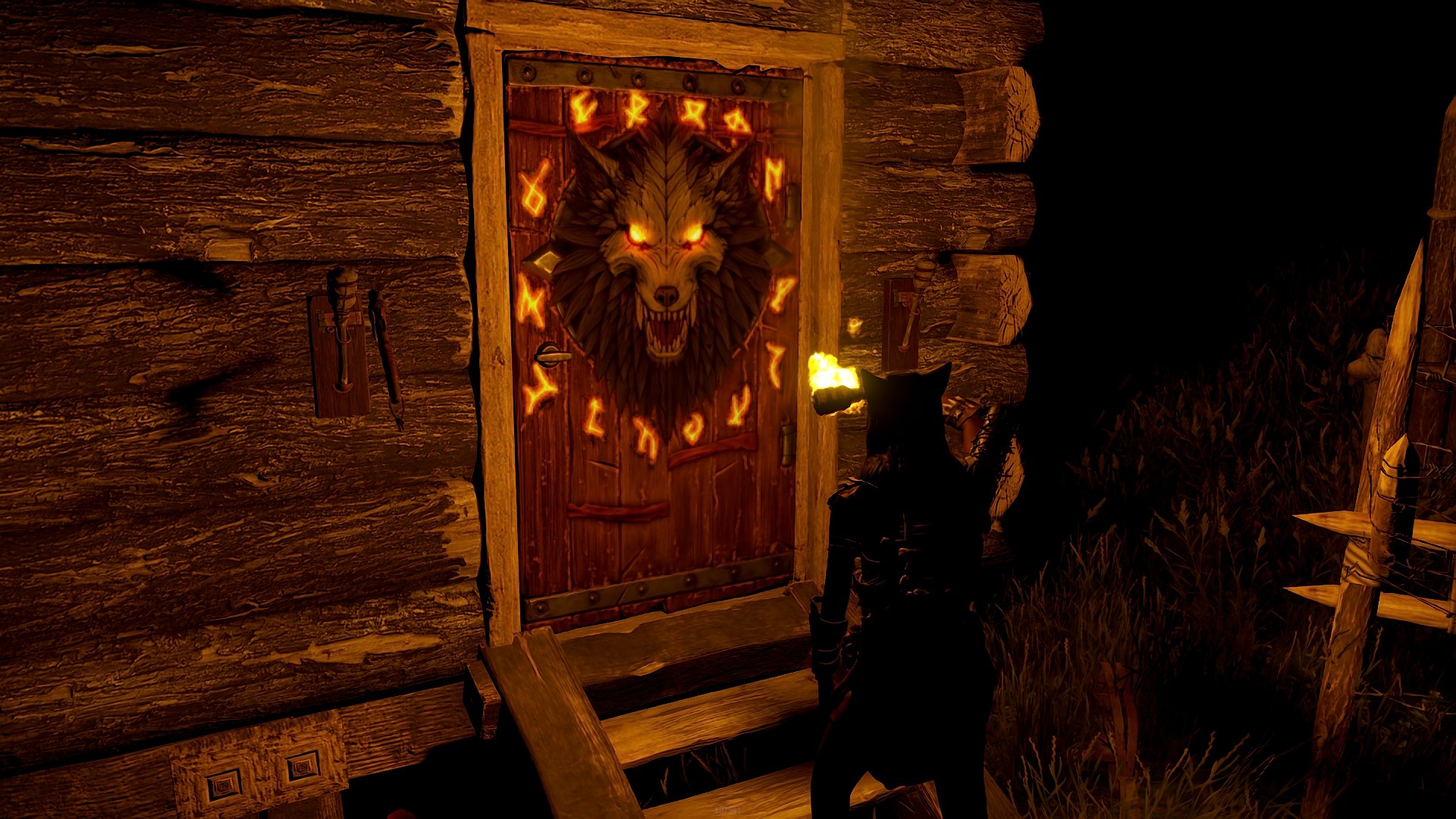 Wolf Warrior Wooden Door