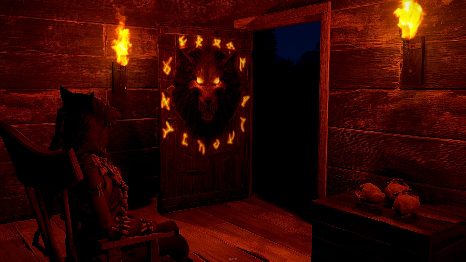 Wolf Warrior Wooden Door