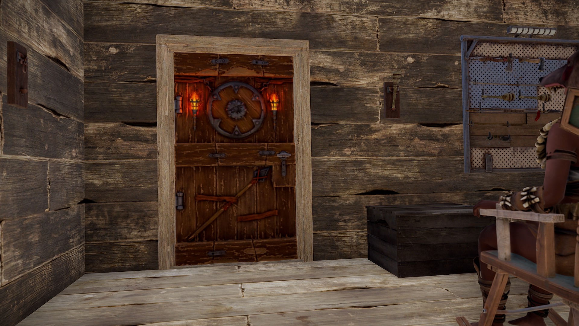 Wolf Warrior Wooden Door