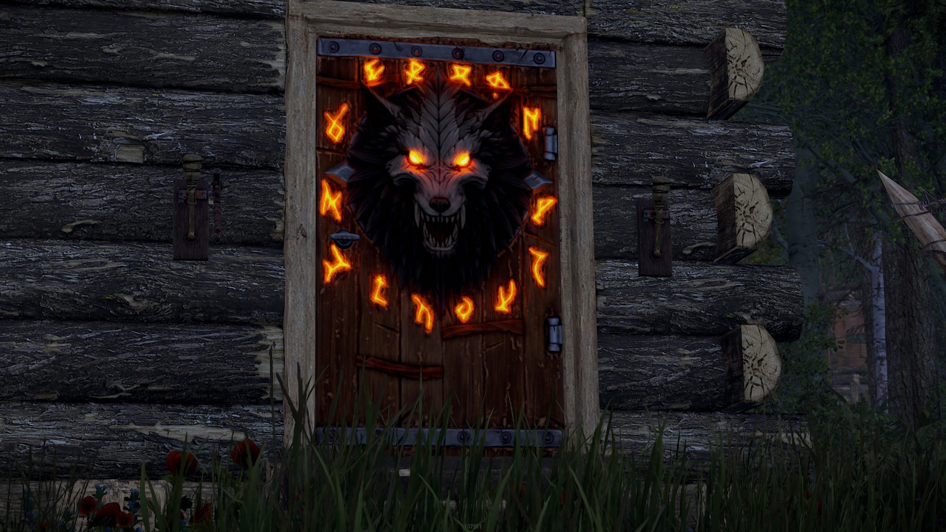 Wolf Warrior Wooden Door