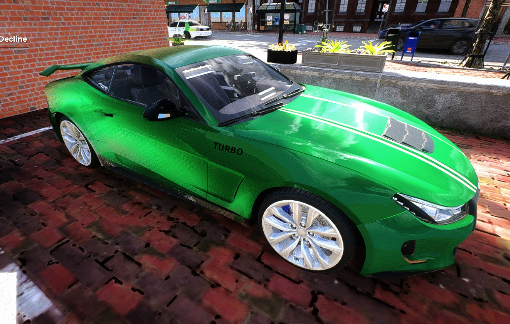 Unmarked Green FPV Sports Car