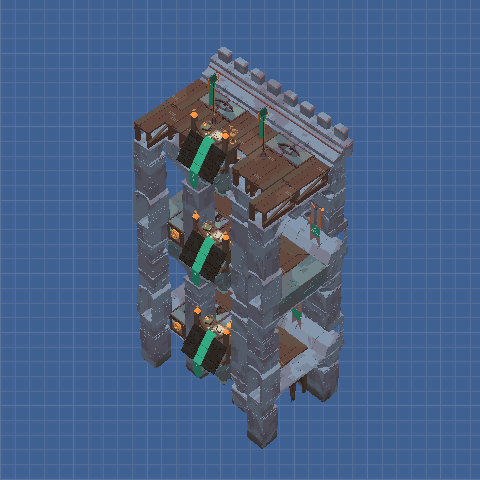 Tower Wall, 3 levels, single wall, all stations, 4x buffs, 1 of 16