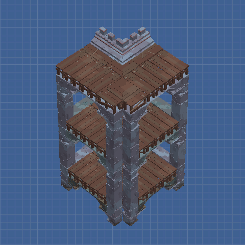 Tower Wall Inside Corner, 3 levels, single wall, Bare, 1 of 16
