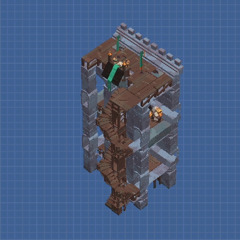 Tower Wall, 3 levels, single wall, only top archer stations, 4x buffs, plus Bulk Air Filter and stairwell, 1 of 16