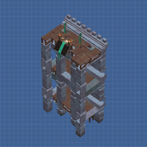 Tower Wall, 3 levels, single wall, only top archer stations, 4x buffs, 1 of 16