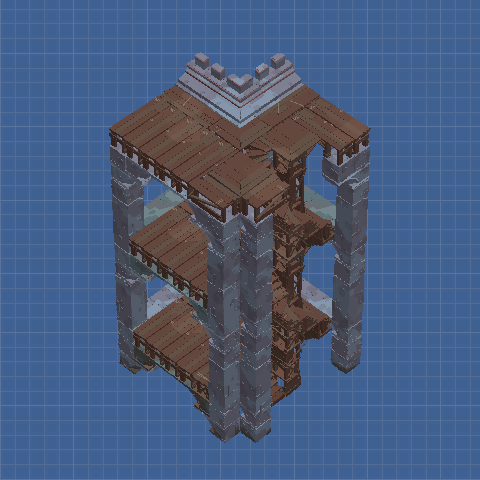 Tower Wall Inside Corner, 3 levels, single wall with interior stairwell, 1 of 16