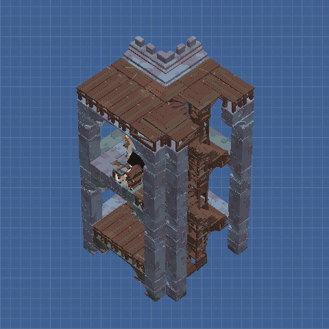 Tower Wall Inside Corner, 3 levels, single wall, Bulk Air filter with 2x improvements, Interior Stairwell, 1 of 16