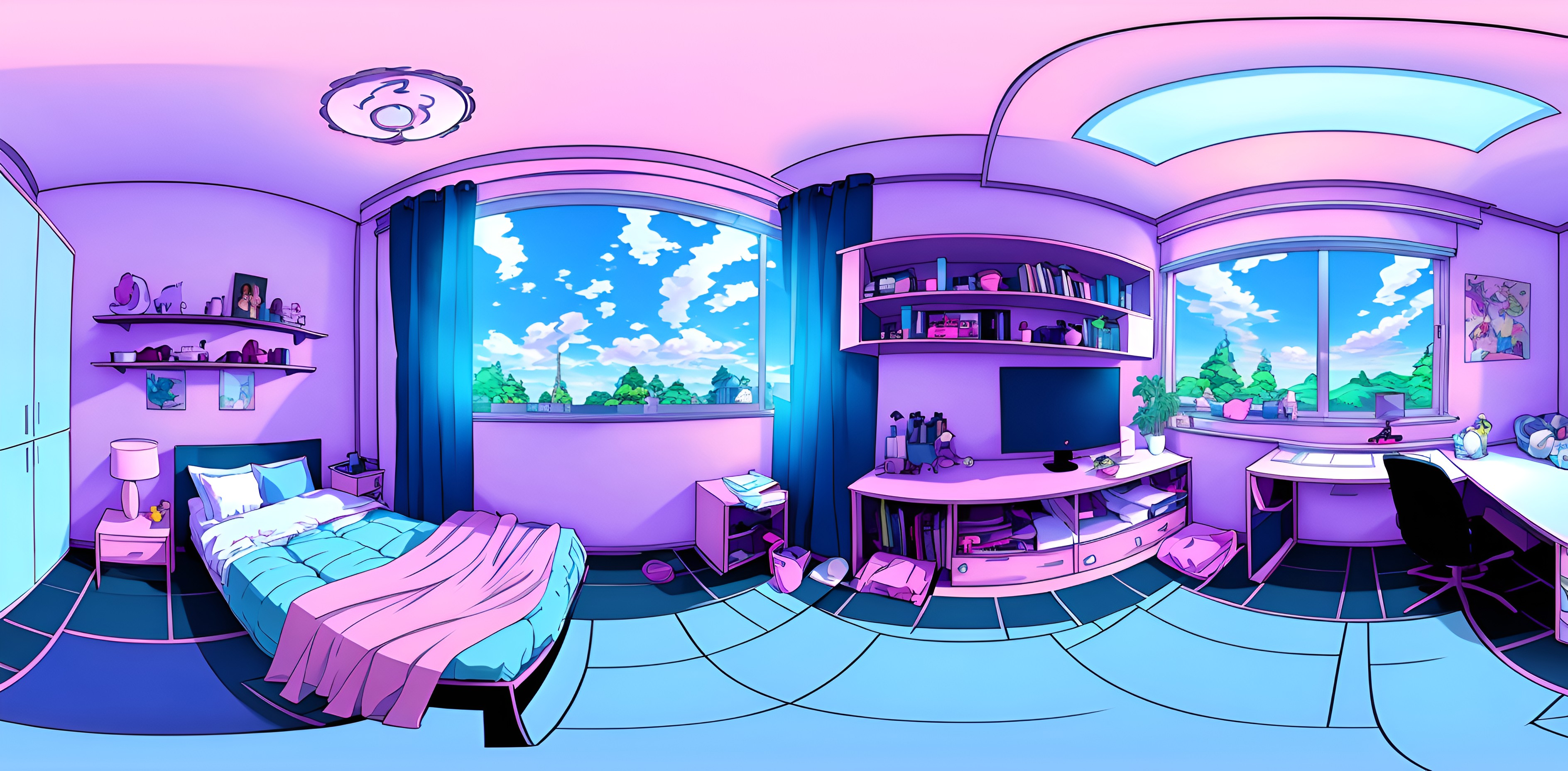 Anime Bedroom Panorama Background